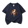 Kids Cotton T Shirt Cute Basset Hound Dog Zipper Print Crew Neck Short Sleeve Tee Casual Breathable Boys Girls Summer Tops