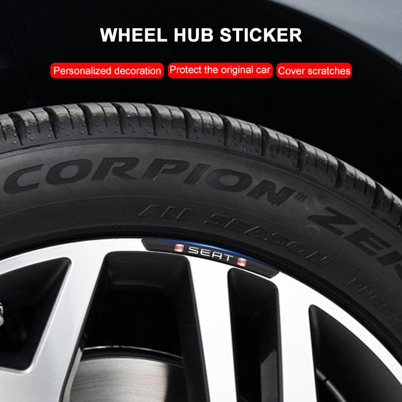 4 stuks Aluminium Auto Wielnaaf Badge Sticker Band Velg Decor Decal voor Seat Leon Alhambra FR Altea Ibiza Toledo Cordoba Arona 5 6 MII