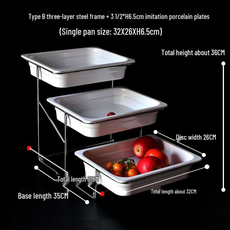 Nierxin 3-Tier Melamine Buffet Display Stand with Clear Lid