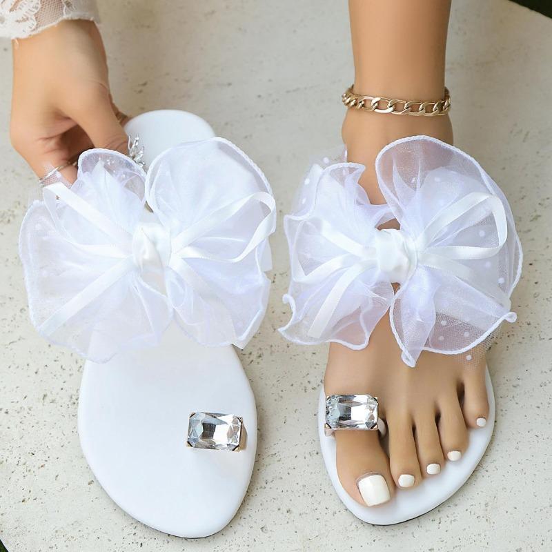 Female Summer New Bowtie Slippers Low Heel Beach Shoes Large Size 42 Lightweight Flip Flops Comfort Sandals Sandalias De Mujer