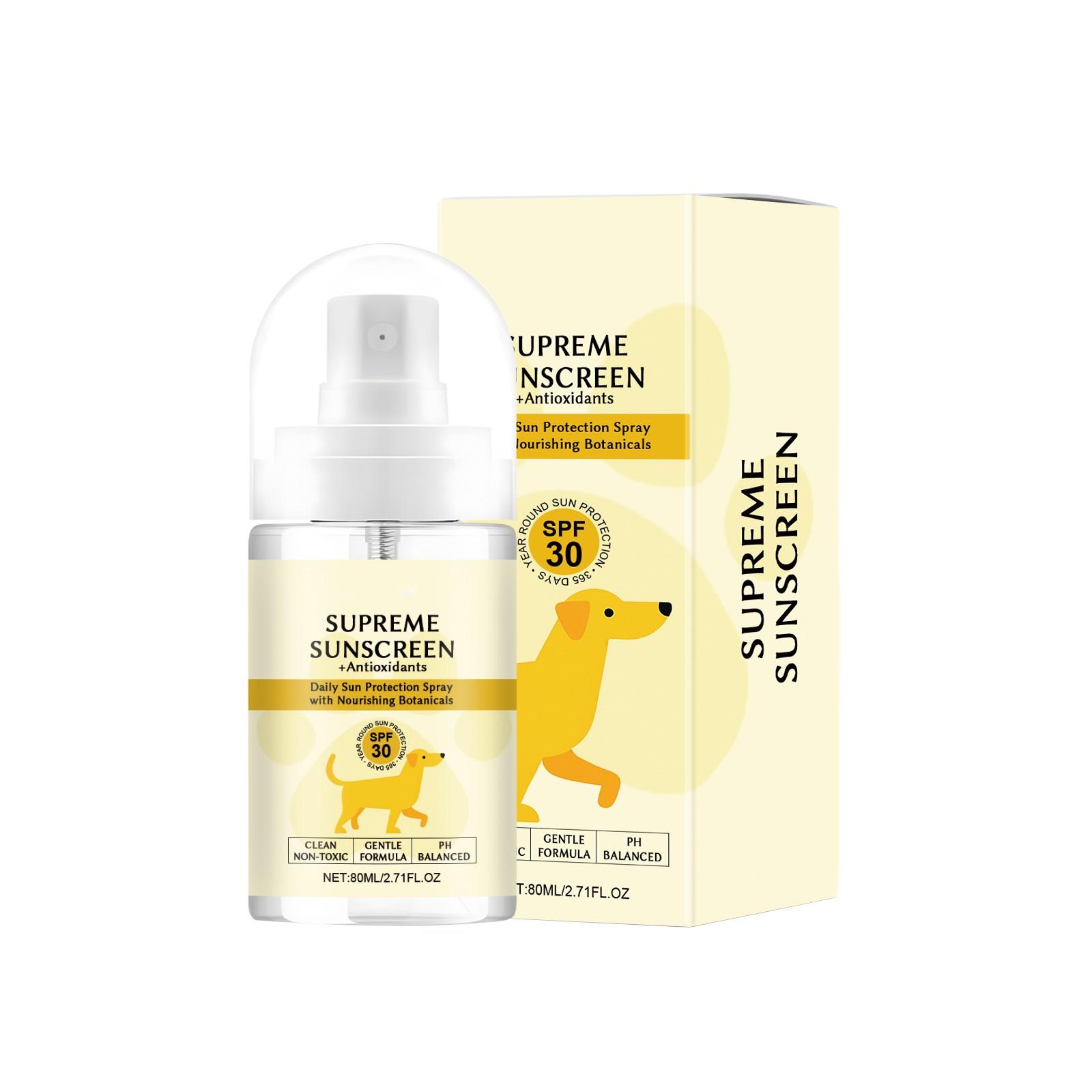 

Спрей от солнца для питомцев, солнцезащитный спрей для собак, уход, водостойкий, мягкий, защищает кожу, 80 мл One Size жёлтый