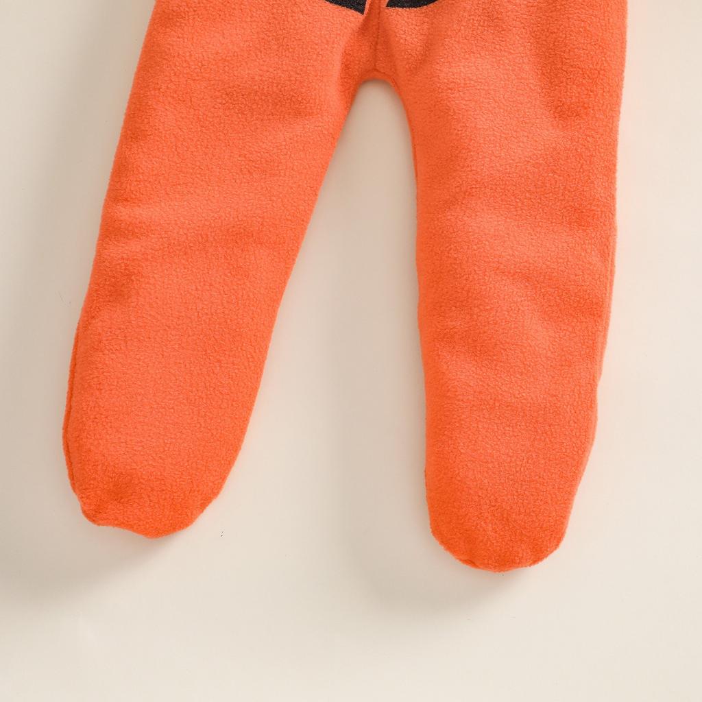 Children's Halloween Long-Sleeved Cushaw Shape Hooded Foot-Covering Romper