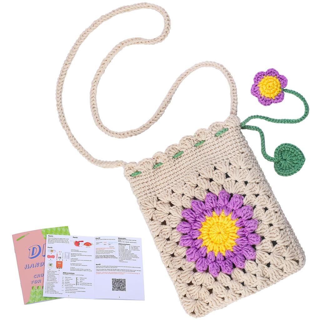 Fenrry Pnytty Crochet Kit Beginners Bag Crochet Craft Kniting Kits Crochet Yarn Hook Tools Supplies and Video Tutorials