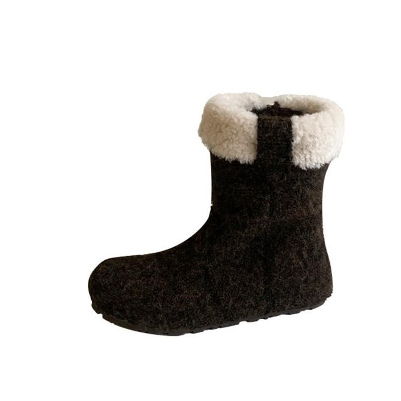 Fleece thickened cotton shoes warm snow boots 2025 winter new high boots one-pedal cotton boots cold-resistant Northeast boots