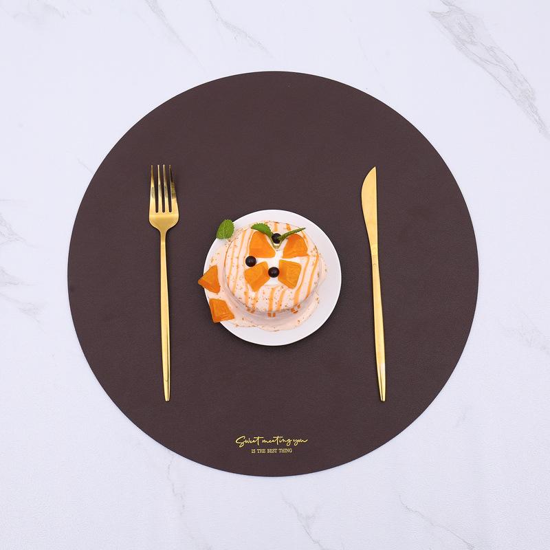 Round placemat table mat leather western food mat thermal insulation mat cloth Nordic household bowl coaster anti-scalding leather placemat