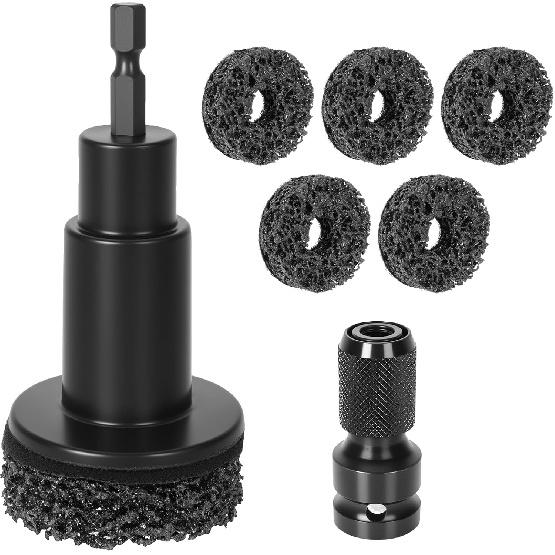 Eascor Wheel Hub Cleaning Tool, Wheel Hub Resurfacing Kit, Wheel Stud Cleaner, Quick Rust Removal for Lug Studs and Rotors, Fits 1/2” Wrenches Or
