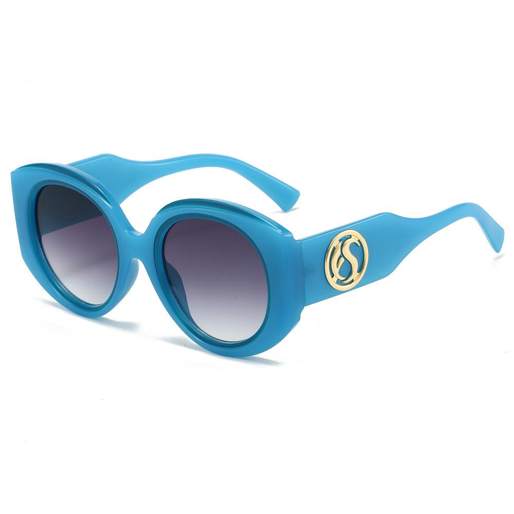 New Retro Fashion Gradient Round Frame Women Sunglasses Y2K Color Block Frame Trendy All Match Casual Men Sun Glasses UV400