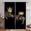 Simple King and Queen Crown Print Window Curtains, Black and White Color, Creative, Bedroom, Living Room, Kitchen
