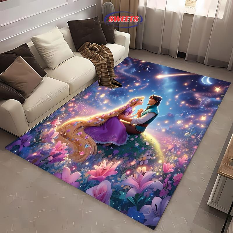 3D Princess Cartoon Carpet, Princess Rapunzel Living Room Bedroom Bed Mat, Modern Simple Style, Non-slip Durable Rug Fast Arrive