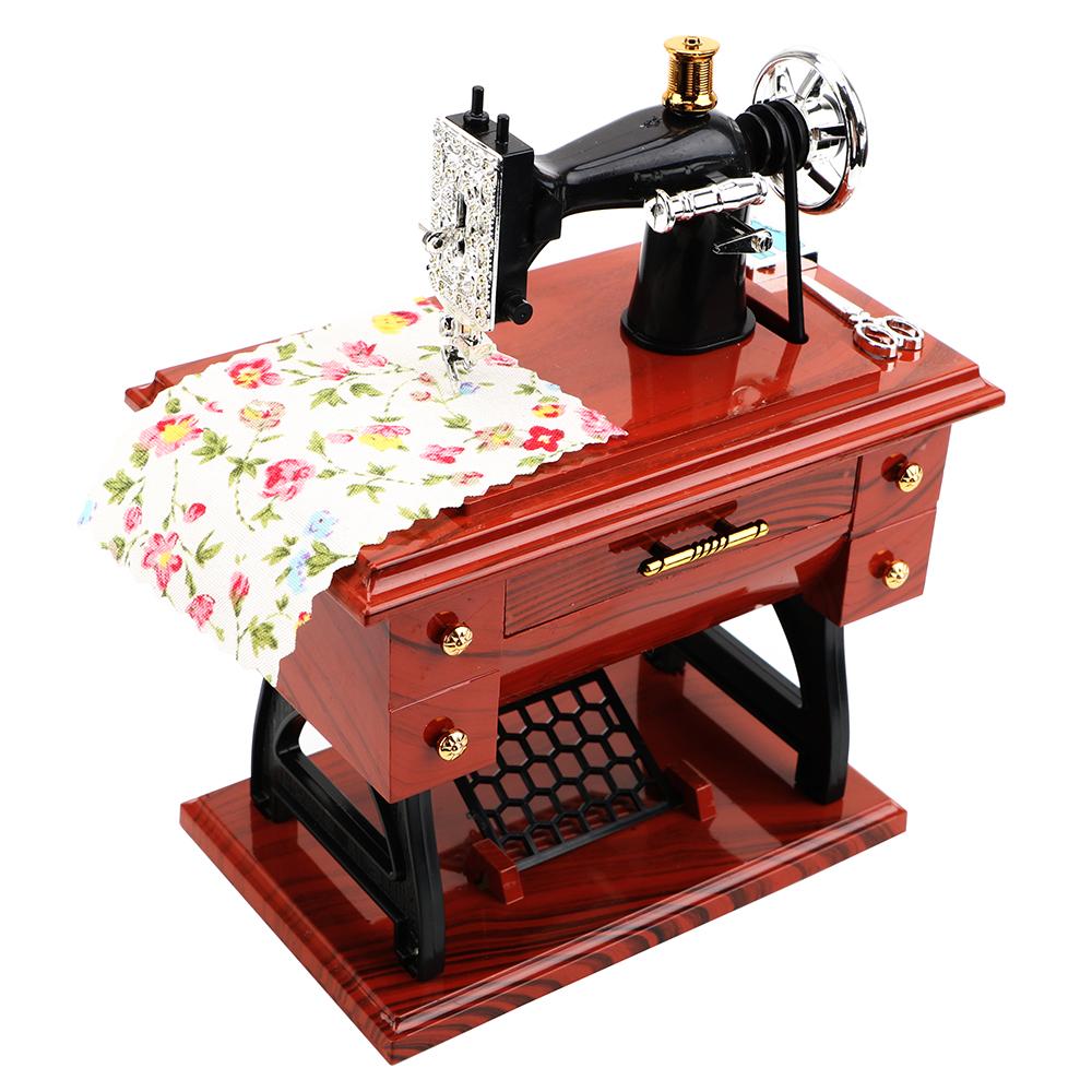 Christmas Gift New Year Gift Birthday Gifts Home Decor Mini Sewing Machine Style Music Box Hand Crank Vintage Music Boxes