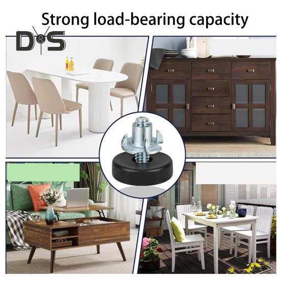 12Pcs Universal Furniture Leveling Feet with T-Nuts Strong Load-bearing Thread Adjustable Levelers Cabinet Chair Table Feet