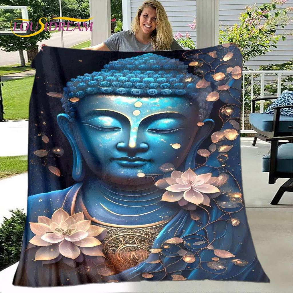 Buddhism Faith Sakyamuni Buddha Guanyin Bodhisattva Religion Blanket Soft Throw Blanket for Home Pray Bedroom Beds Sofa Cover