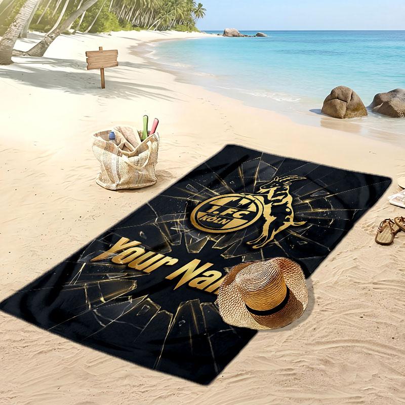 Asciugamano da Spiaggia Personalizzato Stampato FC Köln Logo Calcio Supporto Nome Personalizzato Testo Asciugamano Assorbente Per Sport Viaggio Regalo Speciale