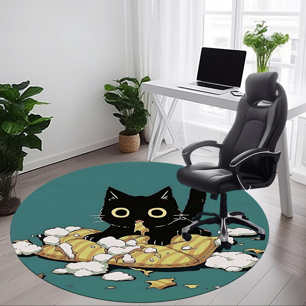 1pc Cat Pillow Office Round Area Rug,  Mat Suitable For Office, Under Office Chairs Bedroom Living Room Home Decor, Room Deco