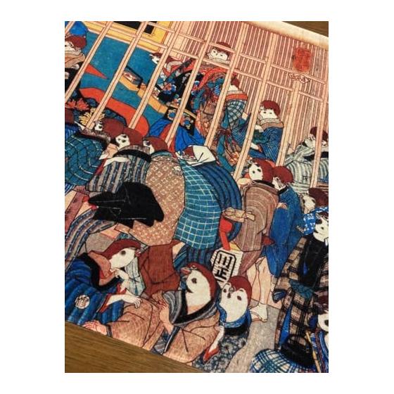 Ukiyo-e Tenugui Towel - "Satotsuzume Negura No Karisuk" by Kuniyoshi Utagawa - 100% Cotton, Premium Tokka Fabric, Gentle On Skin, Lightweight