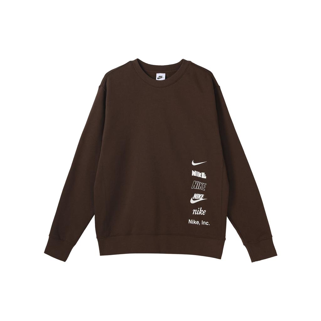 Nike Letter Logo Fleece Sport Casual Long Sleeve T-Shirt Men Tops Brown DX0782-227