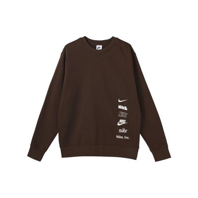 Harf Logolu Polar Spor Günlük Uzun Kollu Tişört Erkek Üst Kahverengi DX0782-227