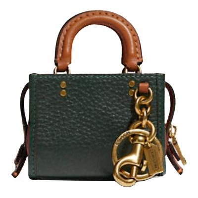 COACH Rogue 9 European and American Fashion Zipper Closure Leather Crossbody Bag Coin Purse Handbag Mini Women's Green