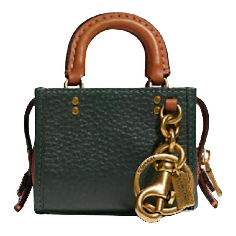 

COACH Rogue 9 European and American fashion zipper closure leather crossbody bag coin purse handbag mini women s green зелений