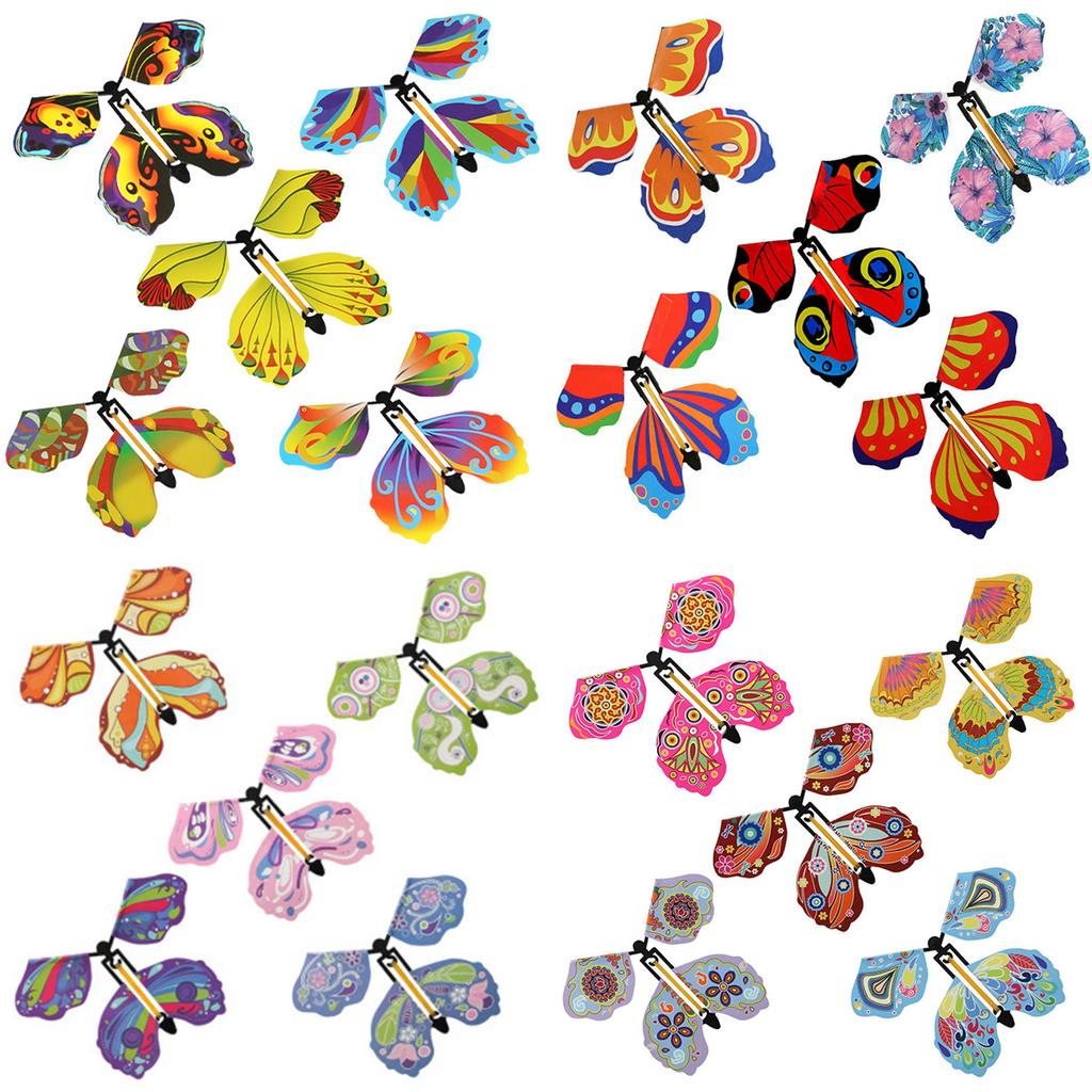 20pcs Flying Butterfly Magic Wind Up Butterfly Toy Gift for Kid Surprise Explosion Box Wedding Birthday Party Book Greeting Card