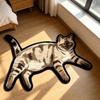 Non Slip Cat Floor Mat Absorbent Bedside Carpet Room Accessory Cat Shaped Rug  Bathroom