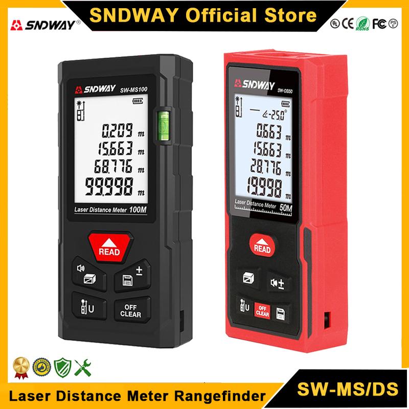 SNDWAY Laser-Entfernungsmesser Digitaler Entfernungsmesser mit Entfernung, Fläche, Volumen, Selbstkalibrierung, Professionelles Laser-Maßband