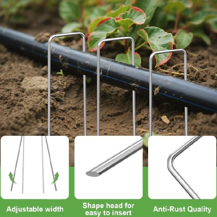 50Pcs U Shape Spikes Landscape Fabric Pin Stake Garden Stake Outdoor Plant Cover Spikes For Outdoor Yard Pathway Farm