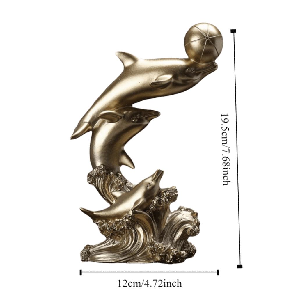 Decorative Dolphin Statue Resin Sea Animal Sculpture Handicrafts Golden Dolphin Ornaments  Gift