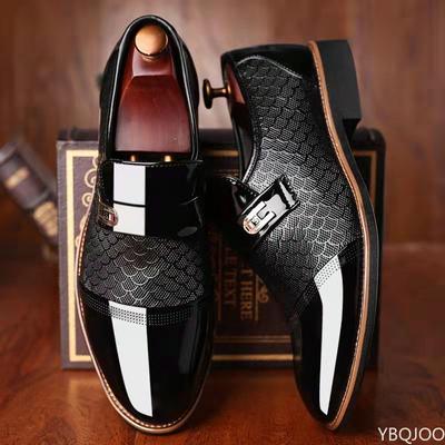 Herrenschuhe Lederprägung Klassische Mode Luxus Herrenschuhe Verschleißfeste Rutschfeste Herrenschuhe Rutschfeste Schwarze Schuhe