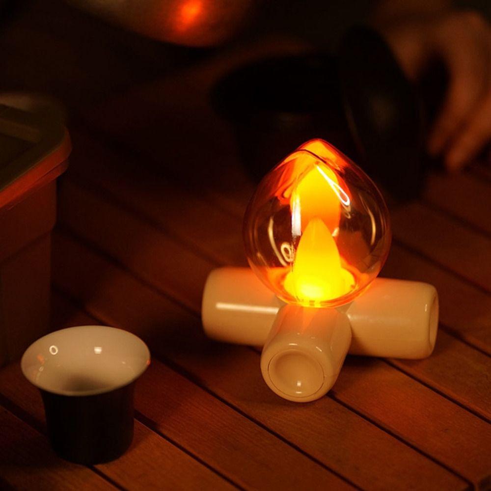 Rechargeable Flame Night Lamp Atmosphere Sleep Light Decoration Table Lamp  Bedroom