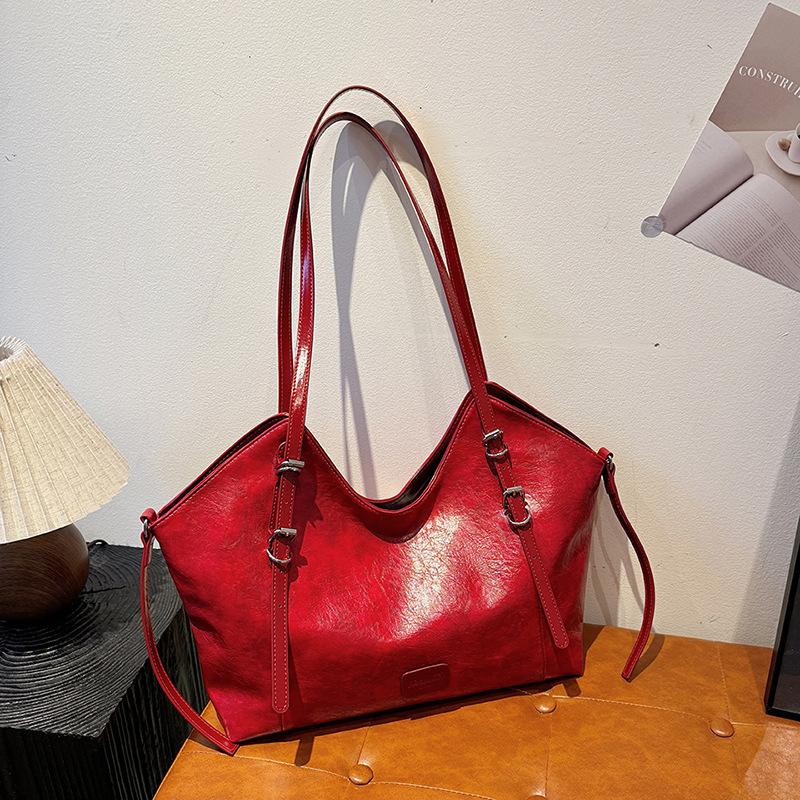 Women's Large Capacity Tote Bag  New Pu Leather Casual Commuting One Shoulder Bags Autumn Simple Versatile Ladies Handbags