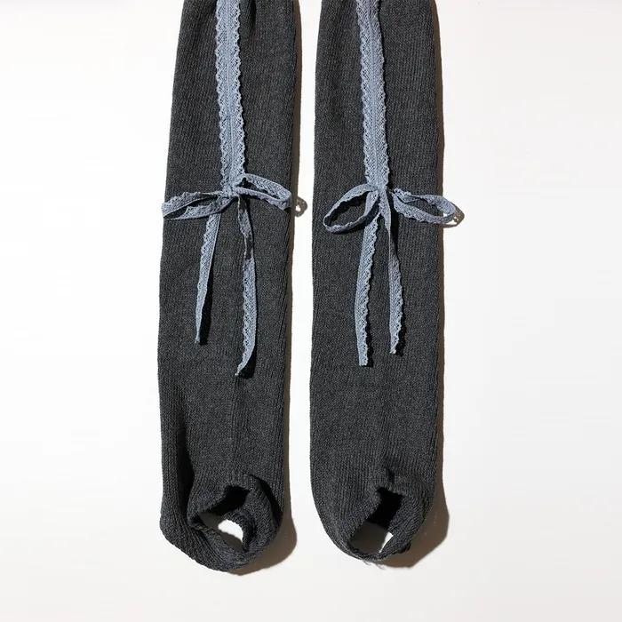 LACE RIBBON LEG WARMER - LIGHT BLUE