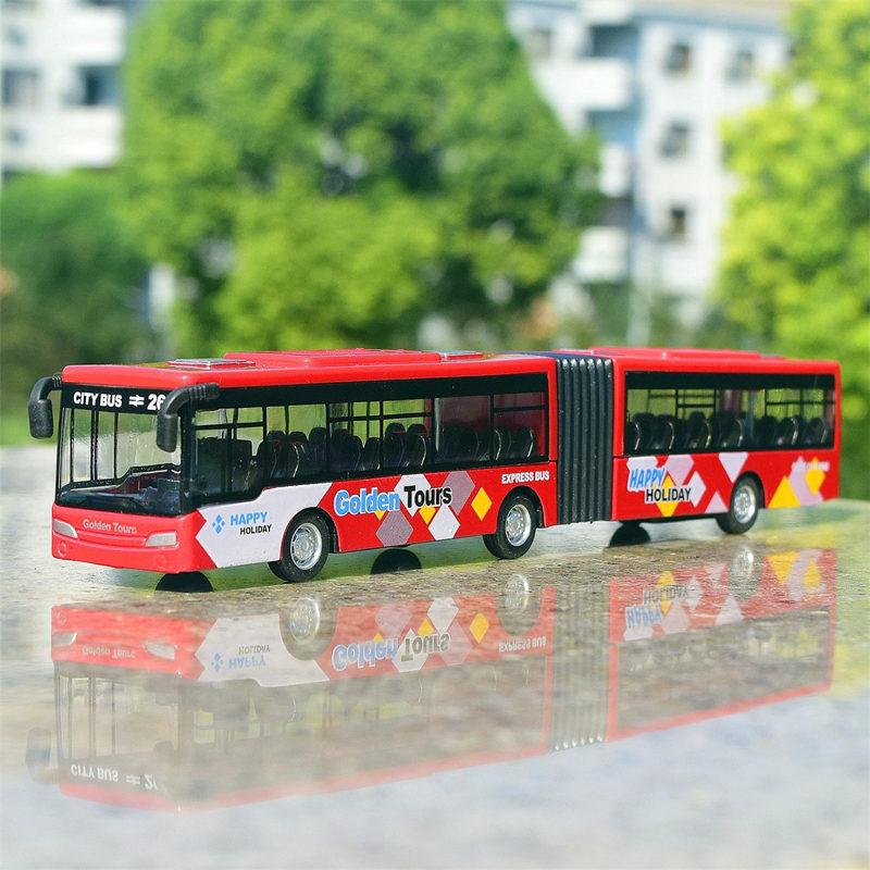 Autobus Elettrico per Tour Turistico Veicolo Passeggeri in Lega Modello di Auto Metallo Pressofuso Sezione Doppia Estesa Modello di Autobus Urbano Simulazione Regalo