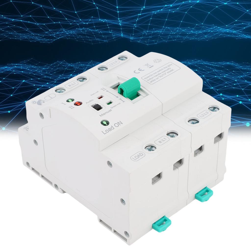   ATS Automatic Manual Transfer   4P 80A Home Generator Dual Auto Selector DIN Rail Mount for PZ30 Distribution Box Super Thin PV Type