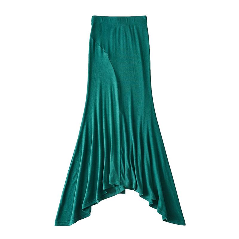 

Ретро-юбка-русалка слим с эластичной талией, неровным подолом и разрезом сзади Small темно-зеленого