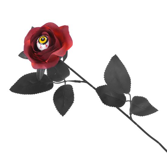 Halloween Flowers with Eyeball, Fake Bouquet Roses, Artificial Flowers with Stems for Halloween Vase Arrangements, Table Decorations
