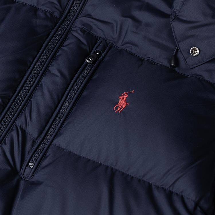 Polo Ralph Lauren FW22 Solid Logo Embroidered Removable Hood Warm Down Jacket Men Jackets Navy-Blue MNPOOTW16020299-410