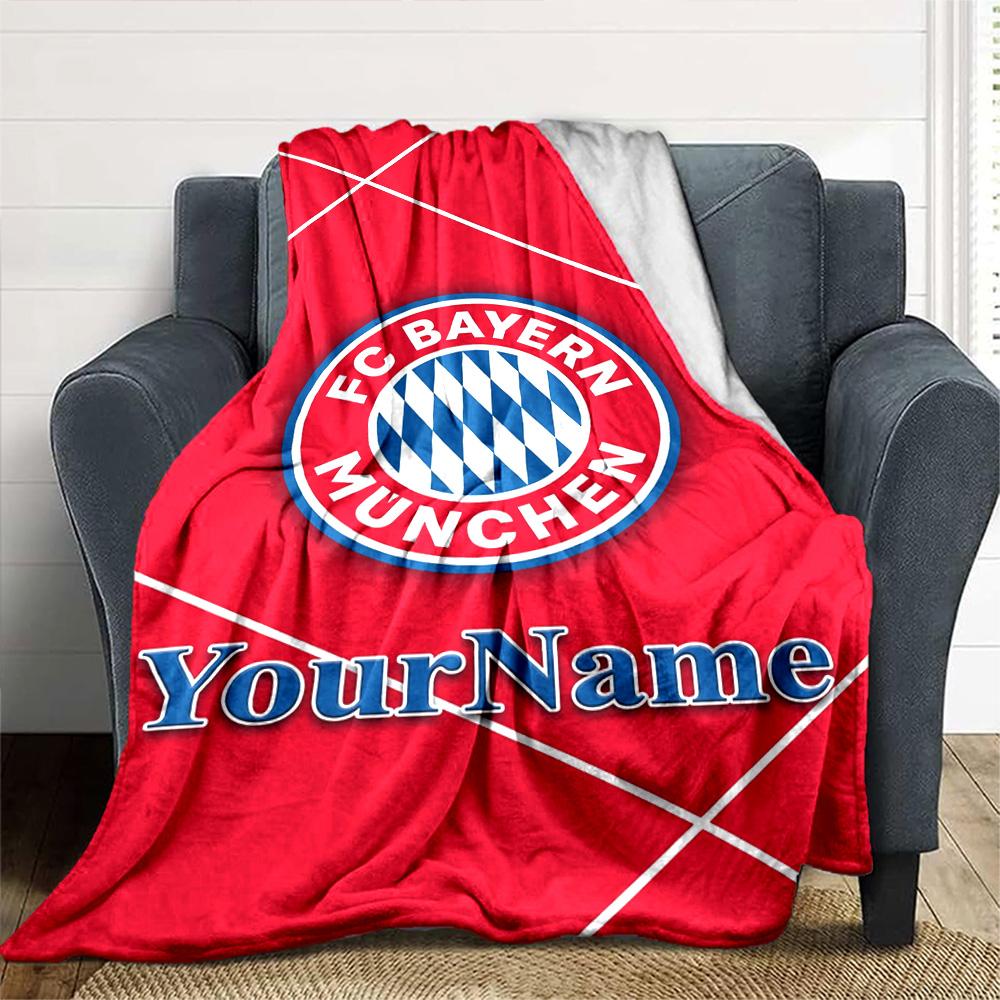 Bayern Munich Personalized Name Blanket Throw Customizable Blanket Warmthful Decor Great for Living Room Sofa Home Decor Nap Four Seasons Universal