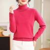 Women's Pure Wool High Neck Sweater - Loose, Slimming, Solid Color, Autumn/Winter Base Layer