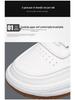 Men's Genuine Leather Crooked Head White Sneakers - Spring, Versatile, Thick Sole, Breathable, Hollow Casual Board Shoes
