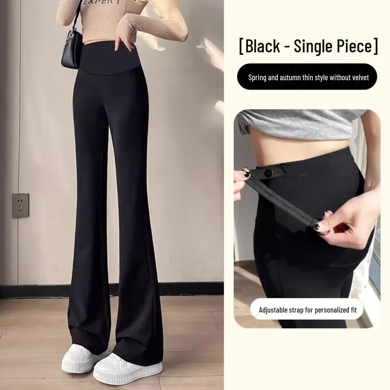

Spring & Autumn Maternity Flare Pants: Velvet, Thickened, Belly Support, Plus Size, Petite, Slimming Base Layer Pants L [110-135 lbs]