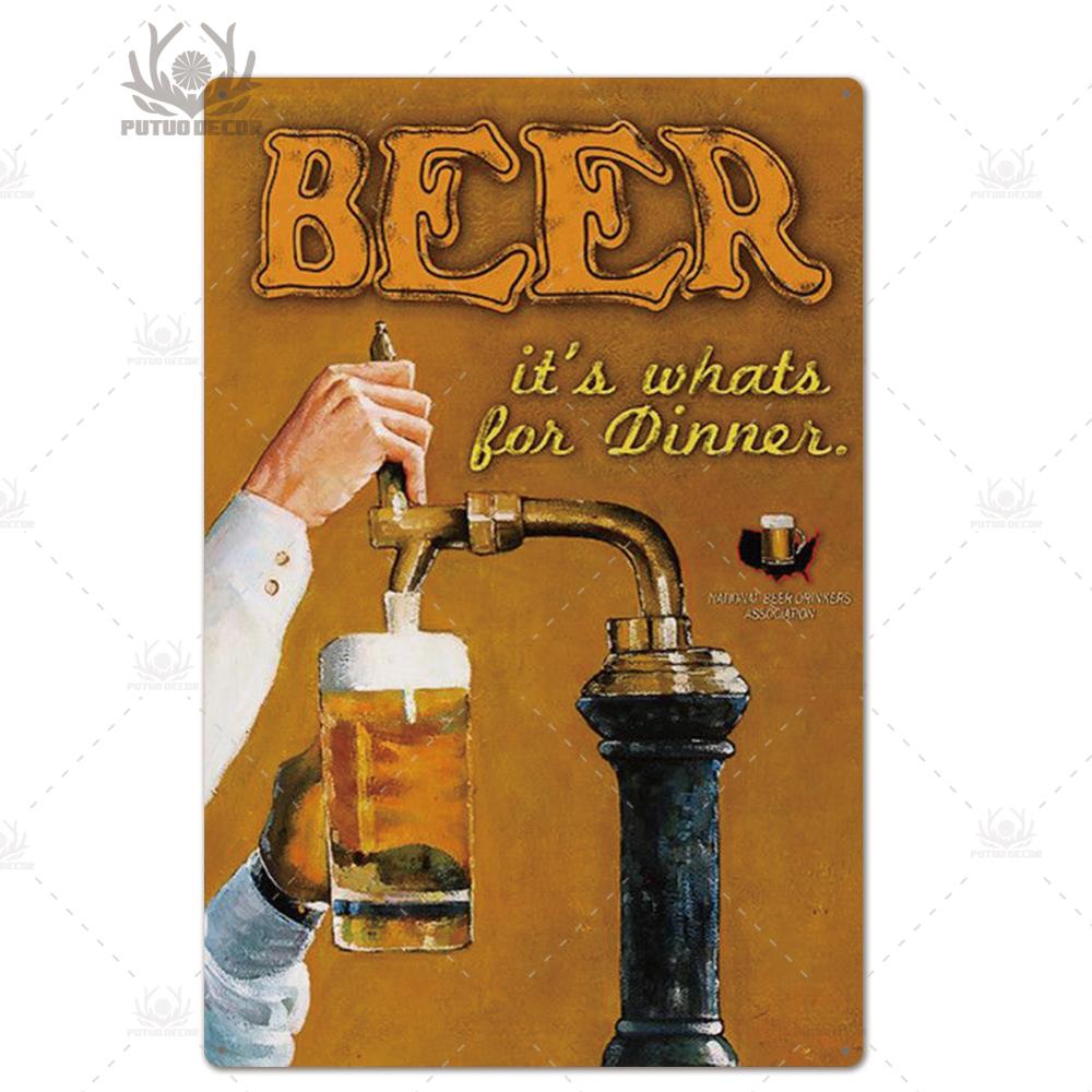 Putuo Decor Lustiges Bier Blechschild Plakette Metallschild Vintage Poster Wanddeko für Bar Pub Club Man Cave Retro Kunst Dekorativ