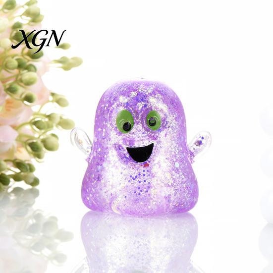Halloween Party Favors 1/5Pcs Mini Ghost Squeeze Toy, Glitter Stress Relief Fidget Toys Ball Sensory for Kids Adults Slow Rebound