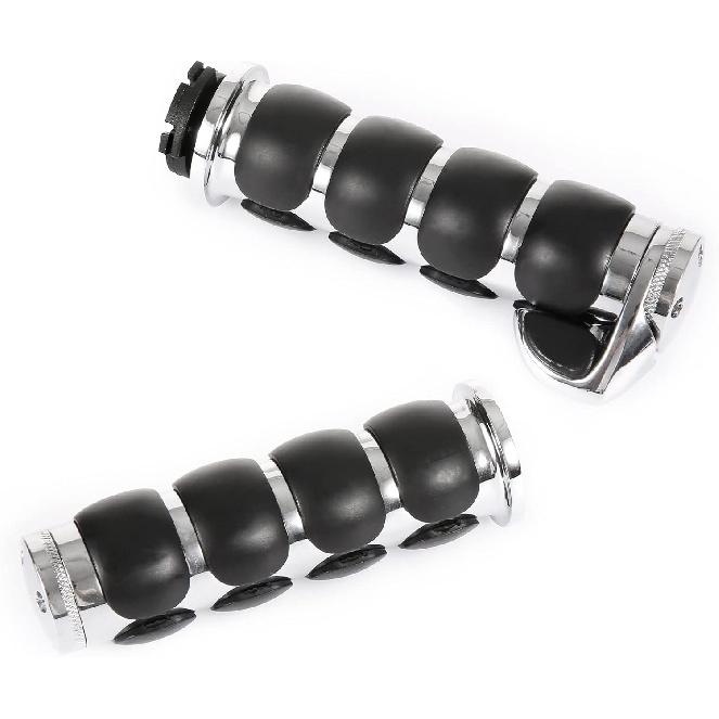 Motorcycle Handle Grips Universal 1'' Chrome Hand Grips with Anti-Slip Rubber Design and Throttle Assist Fit for Harley Yamaha Suzuki Honda Kawasaki
