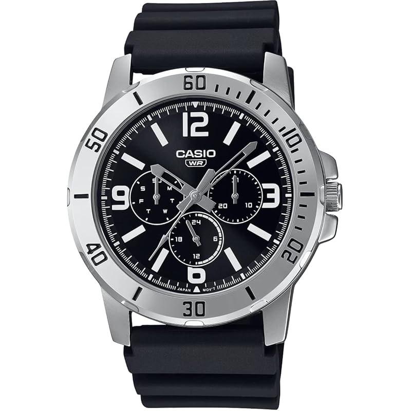 

[Casio] CASIO standard quartz men s watch MTP-VD300-1B multi-axis 24 hour display military black overseas model [product]