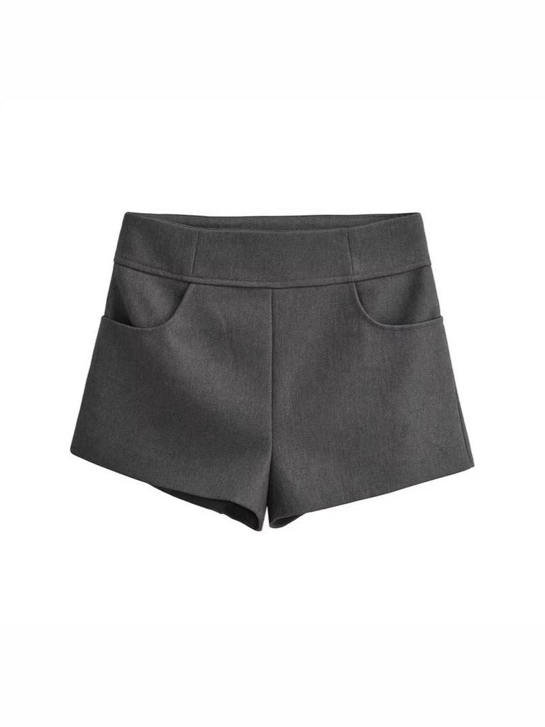 2026 Women's Slim High Waist Khaki Suit Shorts - Elegant, Straight Leg Casual Hot Pants