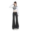 Slub pattern slightly pulled jeans women's autumn and winter new low-rise elastic and thin versatile horseshoe horn pants