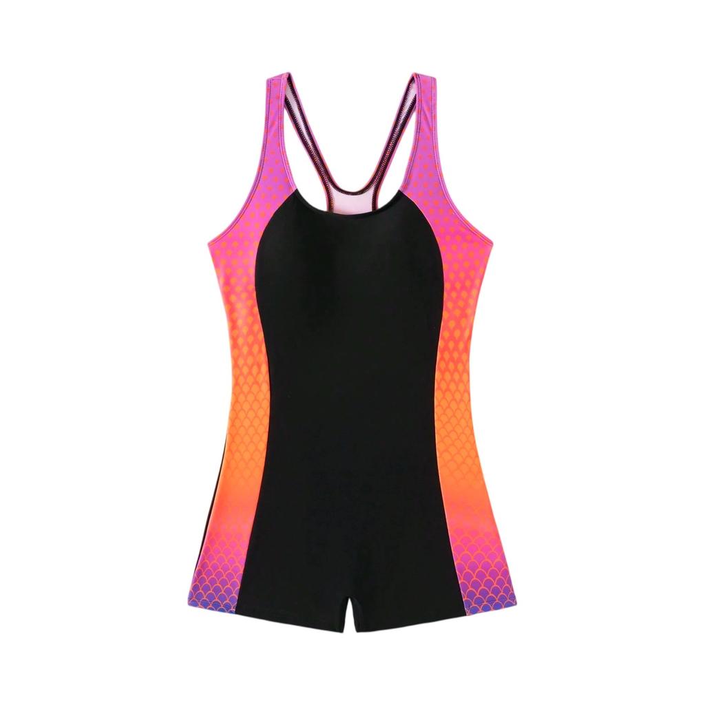Women's Color-blocked Backless One-piece Swimsuit