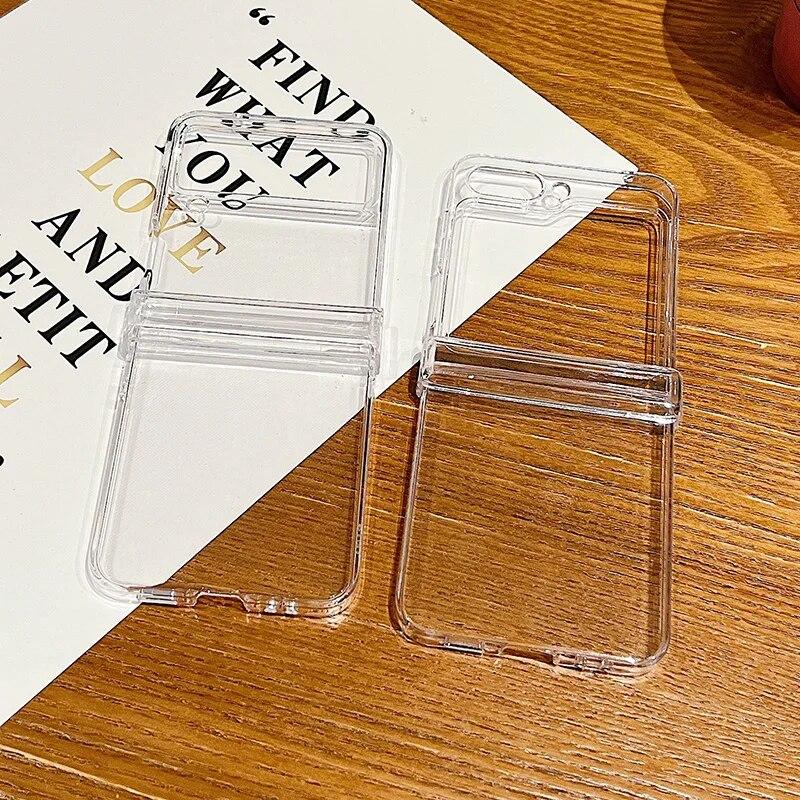 Clear Phone Case For Samsung Galaxy Z Flip 5 4 3 5G Shockproof Folding Transparent Hard Cover For Samsung Z Flip5 Flip4 Flip3
