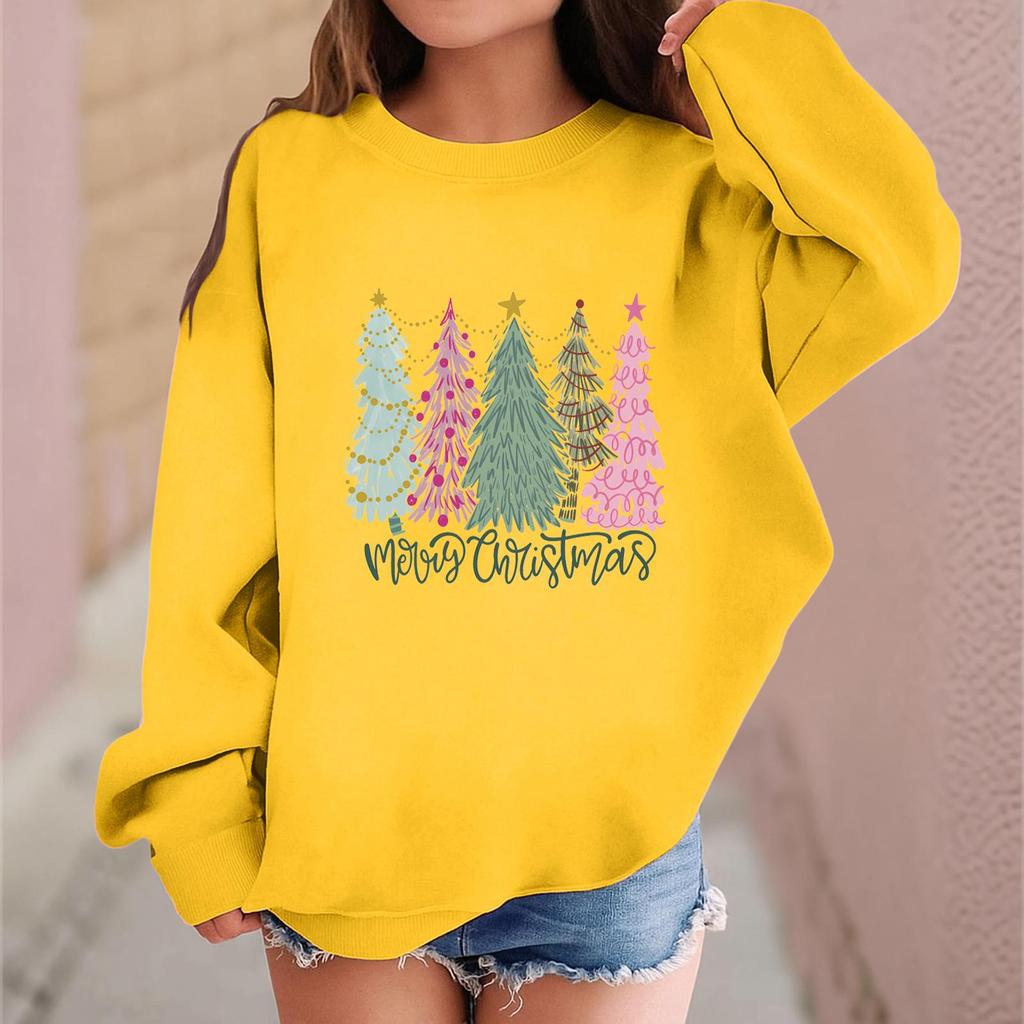 Children's Fashionable Casual Long-sleeved Loose Christmas Print Pullover Sweatshirt